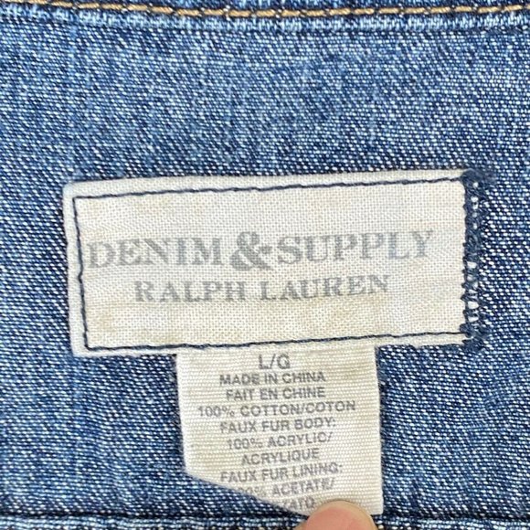 Denim and Supply Ralph Lauren Jean Jacket Large Women’s Distressed Trucker - Picture 4 of 8